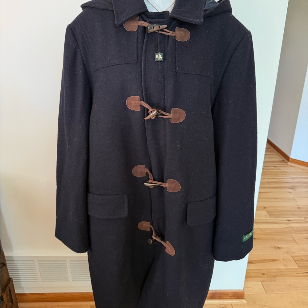 NWT -Ralph Lauren navy coat with brown toggles
